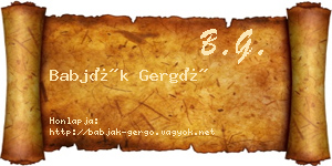 Babják Gergő névjegykártya